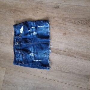 Distressed Denim Mini Skirt